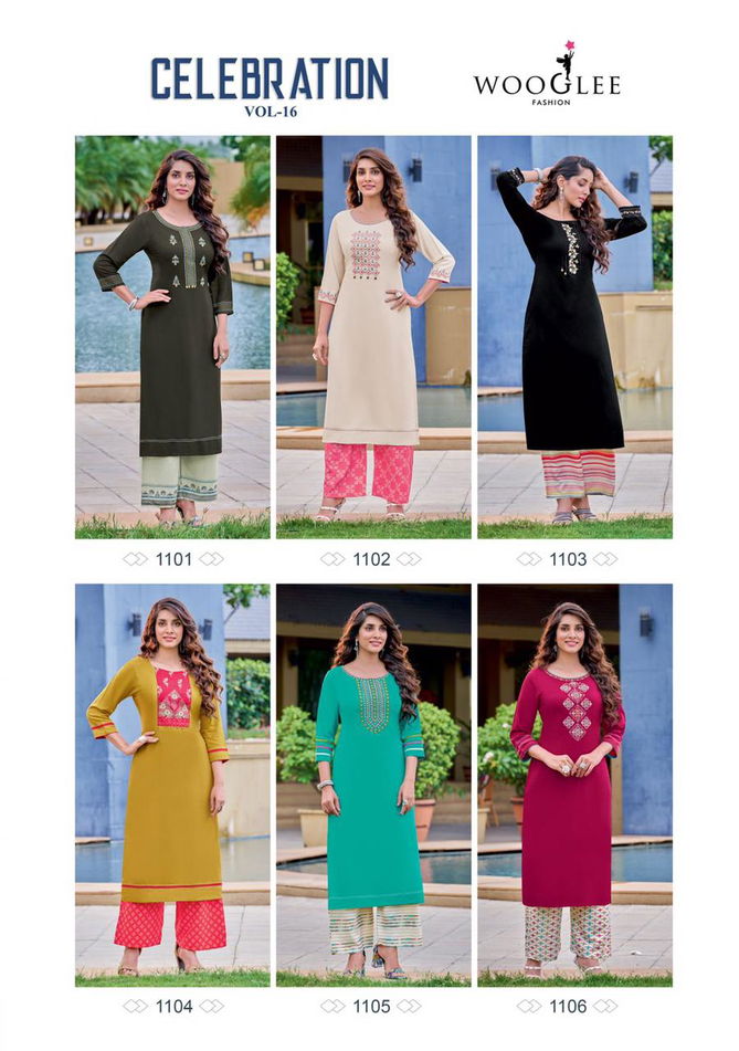 Wooglee Celebration 16 Regular Wear Wholesale Kurti With Bottom